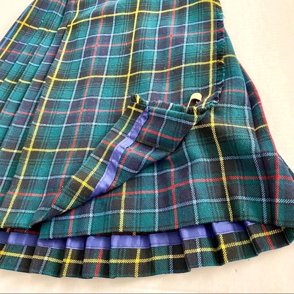 Vintage Tartan Plaid Kilt Skirt and Vtg Trifari Safety Pin Girls S-M 22" Retro - Picture 4 of 15